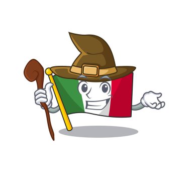 Cadı İtalya bayrakları karikatür izole wth