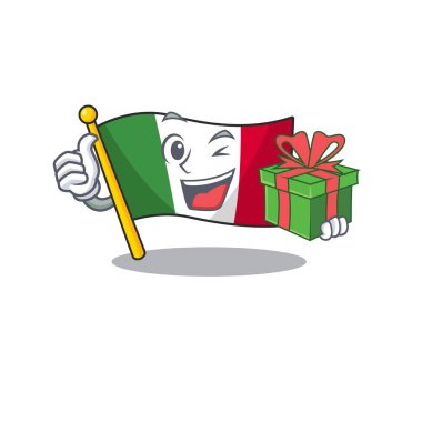 Hediye İtalya bayrakları izole wth karikatür ile