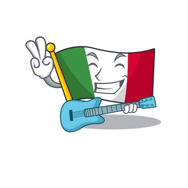 Gitar İtalya bayrakları ile izole wth karikatür