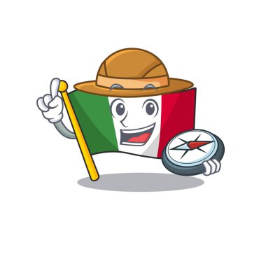 Explorer İtalya bayrakları izole wth karikatür