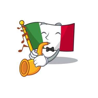 Trompet İtalya bayrakları izole wth karikatür ile