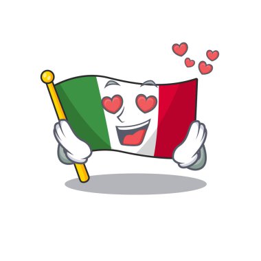 Aşk İtalya bayrakları izole wth karikatür