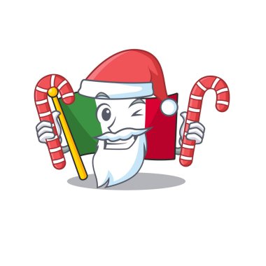 Şeker bayraklı Noel Baba İtalya karikatür dolap yerleştirilir