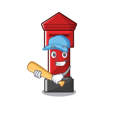 Çizgi film ile izole beyzbol sütun kutusu oynamak