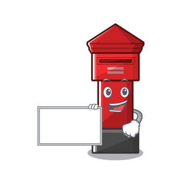 Karikatür ile izole tahta sütun kutusu ile