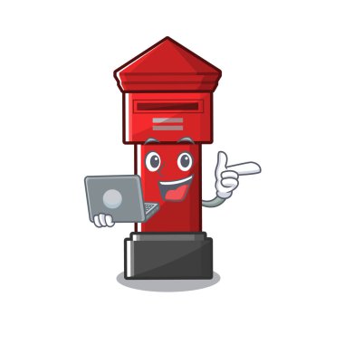 Karikatür ile izole dizüstü sütun kutusu ile