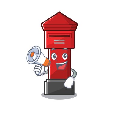 Karikatür ile izole megafon sütun kutusu ile