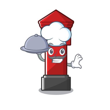 Maskot izole gıda sütun kutusu ile Şef