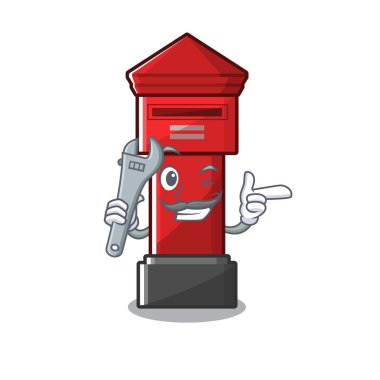 Bir karikatür karayolu üzerinde mekanik sütun kutusu