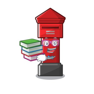 Bir karikatür karayolu üzerinde kitap sütun kutusu ile Öğrenci