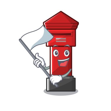 Bir karikatür karayolu üzerinde bayrak sütunkutusu ile