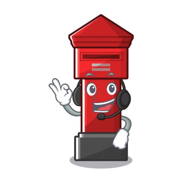 Bir karikatür karayolu üzerinde kulaklık sütun kutusu ile