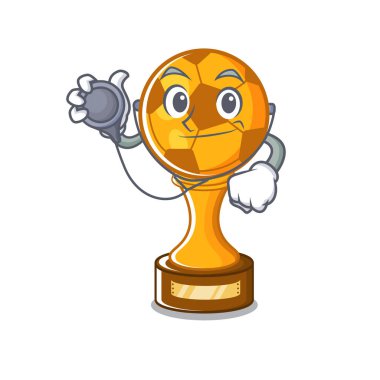 Doktor futbol kupa karikatür ile izole