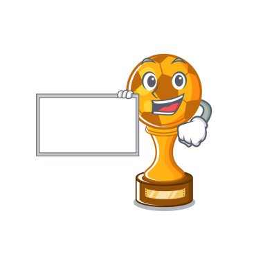 Karikatür ile izole kurulu futbol kupası ile