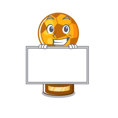 Karikatür ile izole kurulu futbol kupa ile Grinning