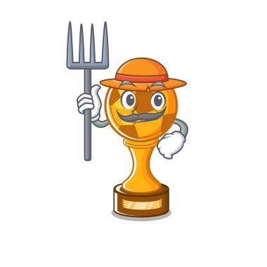 Çiftçi futbol kupa karikatür ile izole