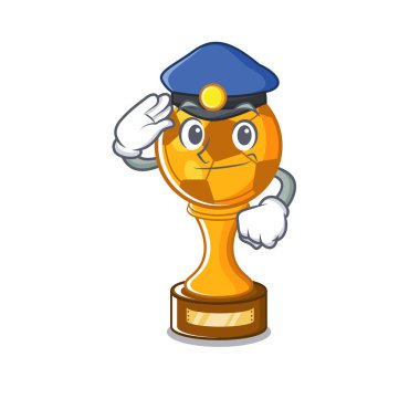Polis futbol kupa karikatür ile izole