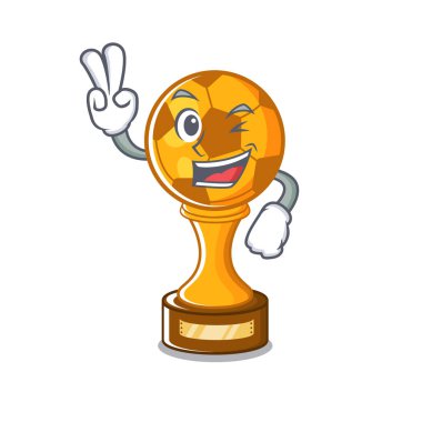 Maskot şeklinde iki parmak futbol kupa