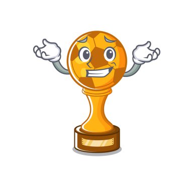 Maskot şekli ile sırıtan futbol kupası