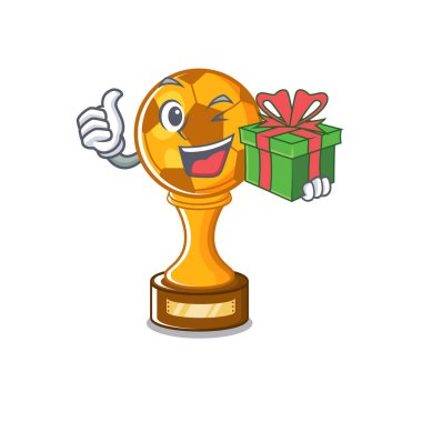 Karikatür çekmecesinde hediye futbol kupası ile