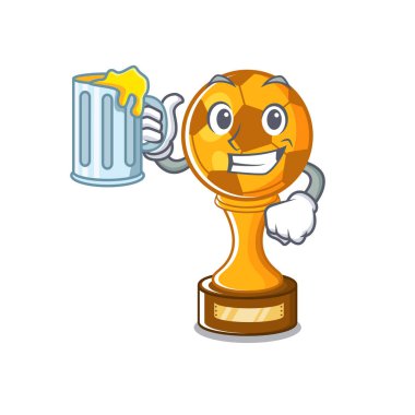 With juice soccer trophy in the cartoon drawer clipart