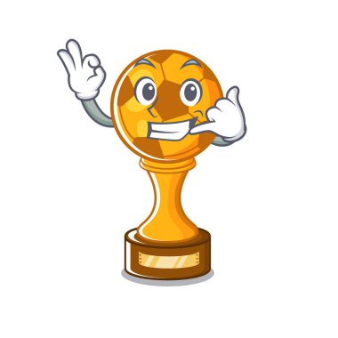 Karikatür ahşap masa üzerinde bana futbol kupa arayın