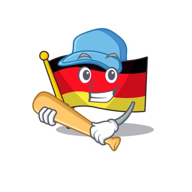 Beyzbol almanya bayrağı karikatür maskot izole oynamak