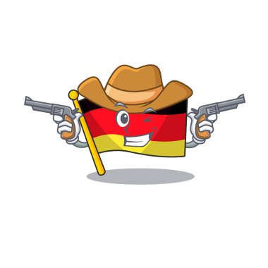 Kovboy almanya bayrağı karikatür maskot izole