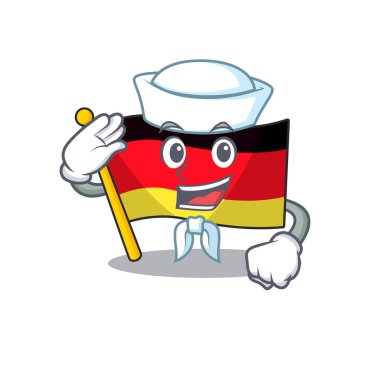 Denizci Almanya bayrağı karikatür maskot izole