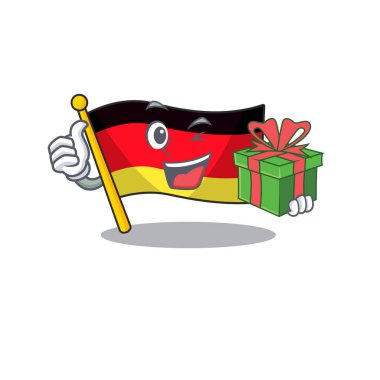 Karakterile oluşturulan hediye bayrağı ile Almanya karikatür