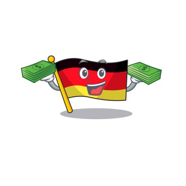 Para çantası bayrağı ile almanya çizgi filmi karakterle oluşturulmuştur