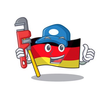 Tesisatçı bayrak almanya maskotu karikatür tabloya katlanmış