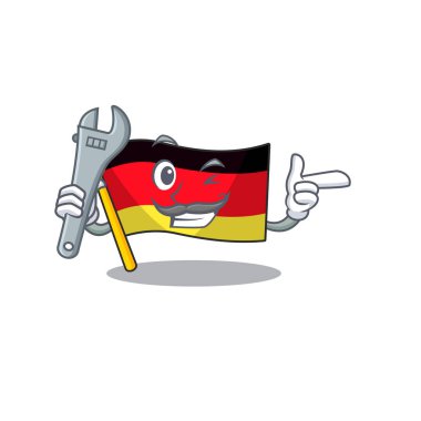 Mekanik bayrak almanya maskotu karikatür masasında katlanmış