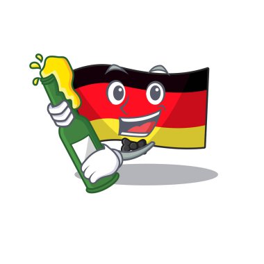 Bira bayrağı ile Almanya maskotu karikatür masasında katlanmış