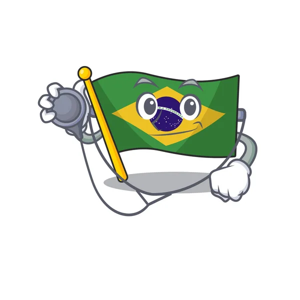 Doctor flag brazil in the cartoon shape — Stock Vector