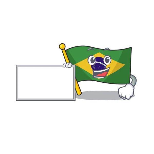 Con bandera de la junta brasileña en la forma de dibujos animados — Vector de stock