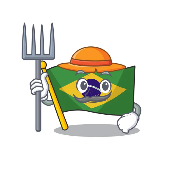 Karikatür şeklinde Çiftçi bayrağı Brezilya — Stok Vektör