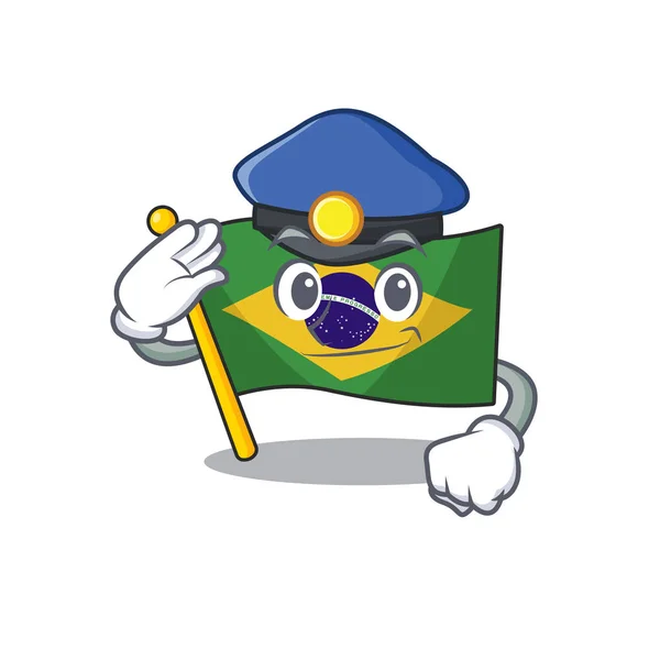 Бразильский флаг с полицейским флагом в мультяшной форме — стоковый вектор