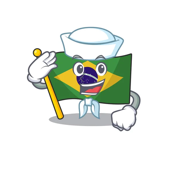 Sailor flag brazil in the cartoon shape — Stock Vector