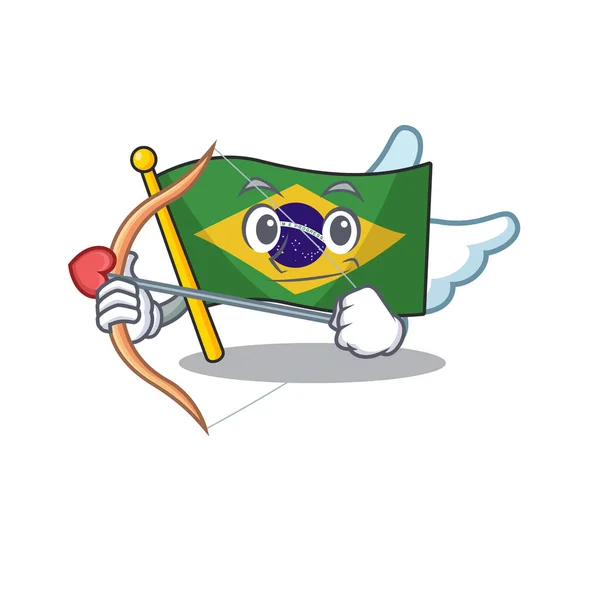 Амур флаг Бразилия в мультяшной форме — стоковый вектор