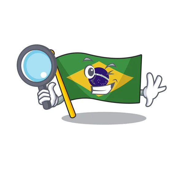 Detektivfahne Brasilien isoliert mit der Karikatur — Stockvektor