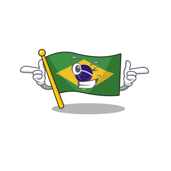 Wink vlag Brazilië geïsoleerd met de cartoon — Stockvector