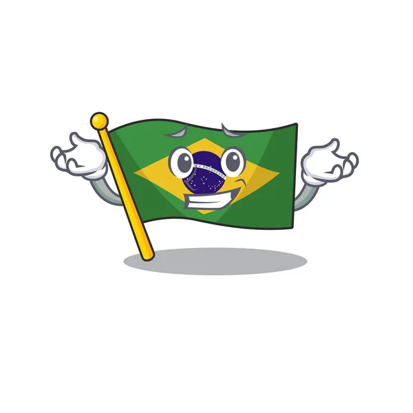 Grinning vlag Brazilië geïsoleerd met de cartoon — Stockvector
