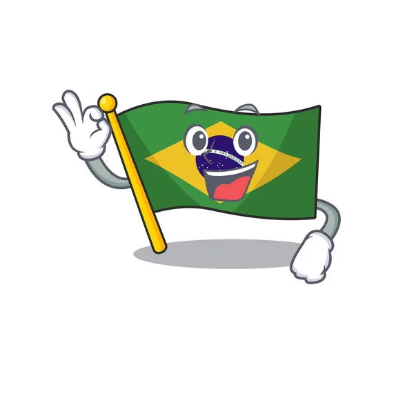 Vale, bandera brasileña aislada con la caricatura — Vector de stock