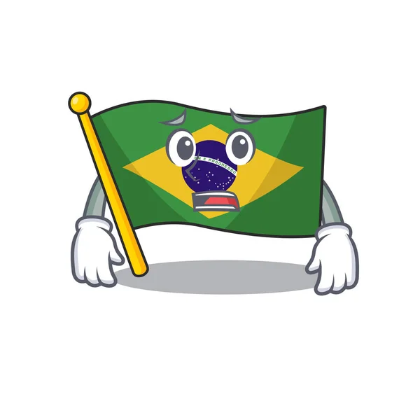 Afraid brazil flag hoisted on character pole — Stock Vector