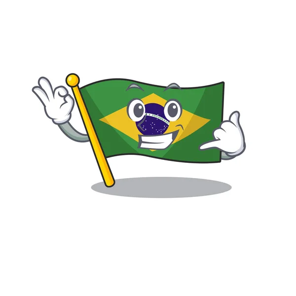 Zadzwoń do mnie Brazylia flaga przechowywana w szufladzie maskotka — Wektor stockowy