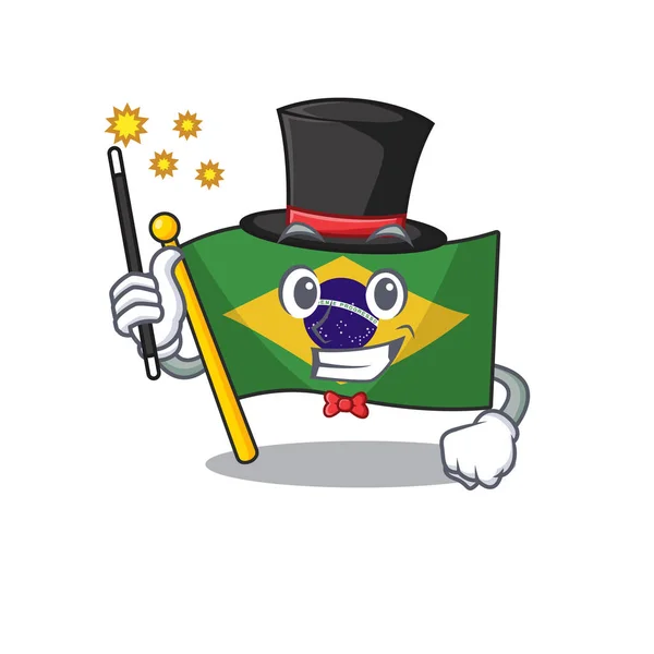 Magician brazil flag kept in mascot drawer — Stock Vector