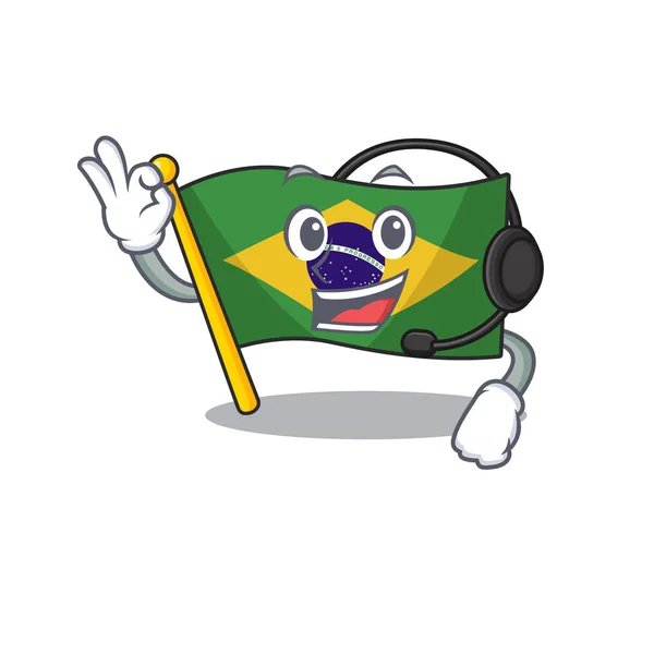 Con auriculares bandera de Brasil guardada en el cajón de la mascota — Archivo Imágenes Vectoriales