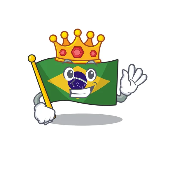 마스코트 서랍에 보관 된 킹 브라질 국기 — 스톡 벡터