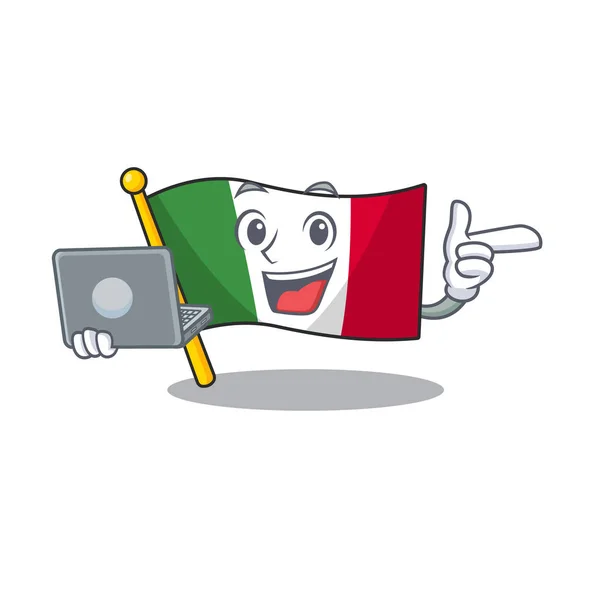 Mit Laptop-Flagge italien mit der charakteristischen Form — Stockvektor